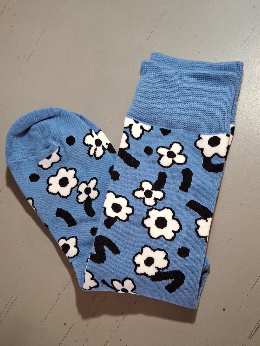 Blue Floral Crew Socks
